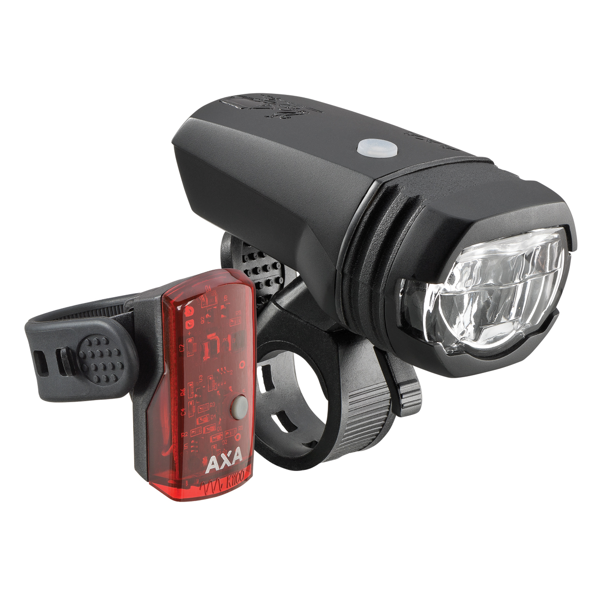 AXA Set Greenline Scheinwerfer+Rücklicht schwarz 50 Lux USB Akku K-Nummer/StVZO 